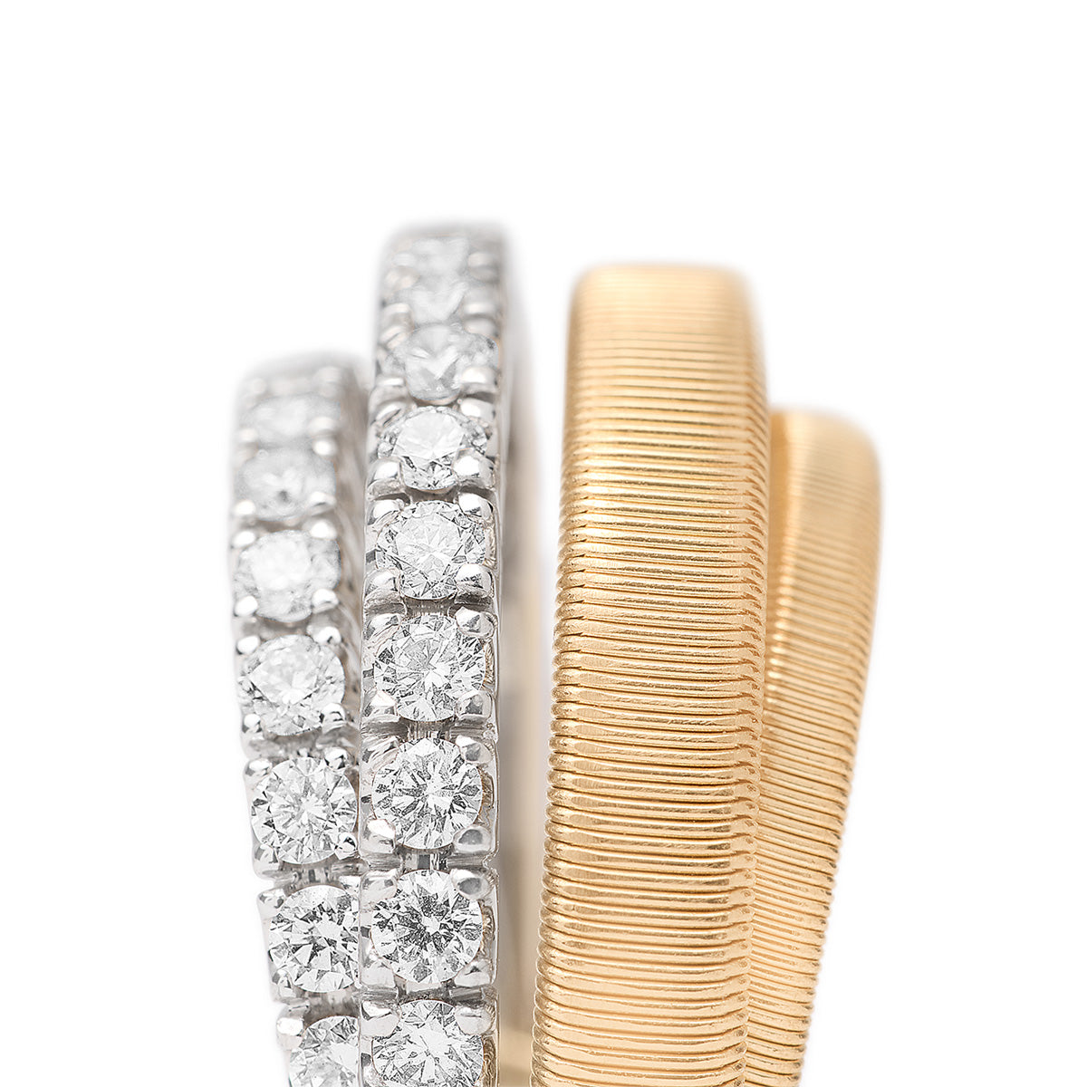 Marco Bicego Masai Four-Strand Coil Ring With Two Diamond Pavé Bands