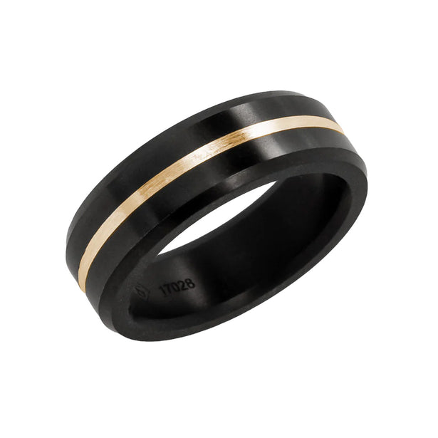Elysium Black Diamond Ares Ring 24K Yellow Gold Inlay