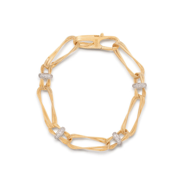 Marco Bicego Marrakech Onde Twisted Double Coil Link Bracelet With Diamonds