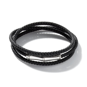 John Hardy Leather Bamboo Triple Wrap Bracelet