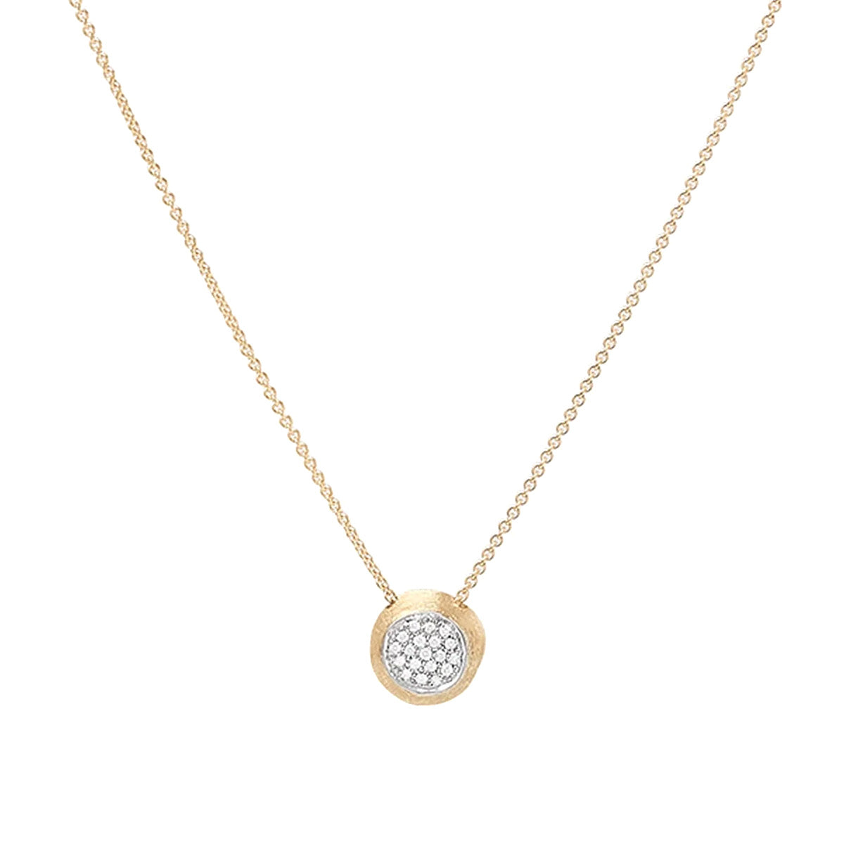 Marco Bicego Jaipur Gold Diamond Pavé Disk Pendant Necklace