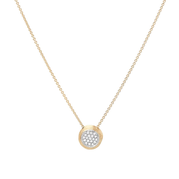 Marco Bicego Jaipur Gold Diamond Pavé Disk Pendant Necklace