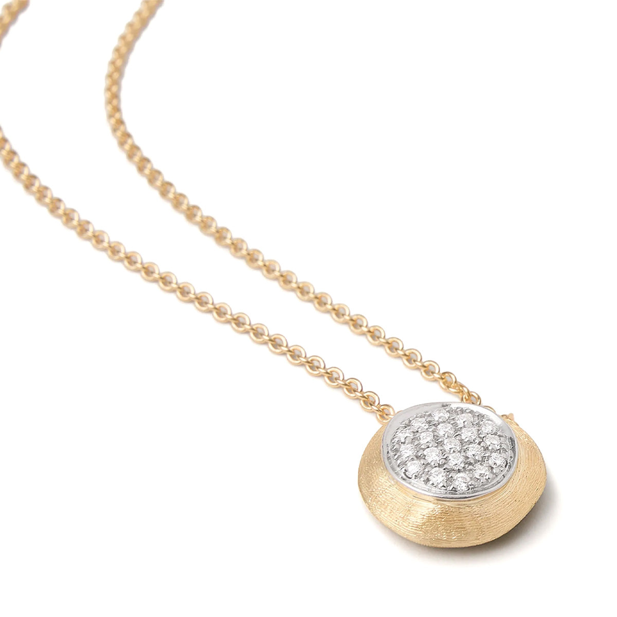 Marco Bicego Jaipur Gold Diamond Pavé Disk Pendant Necklace