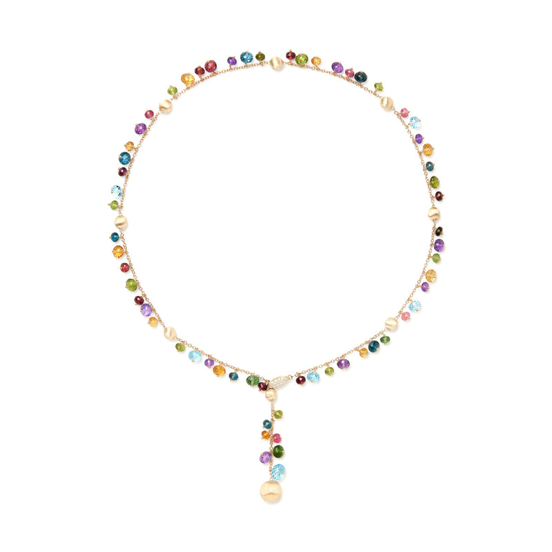 Marco Bicego Africa Mixed Gemstone Lariat Necklace with Diamond Pavé Clasp