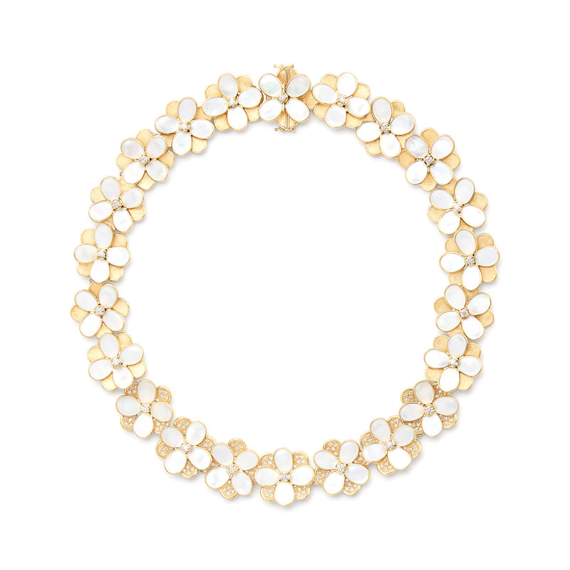 Marco Bicego Petali Collar Necklace with Mother of Pearl and Diamonds