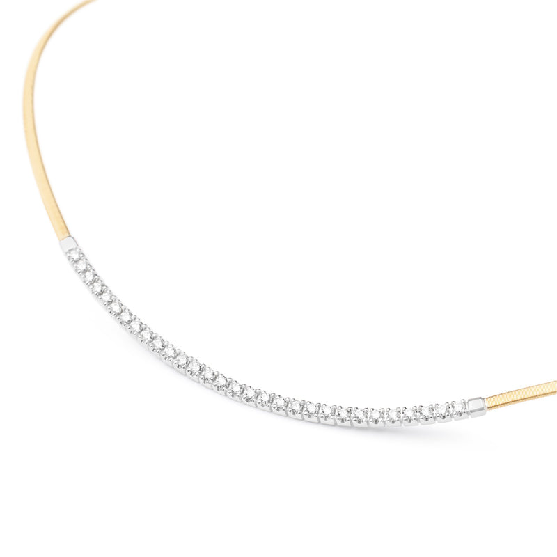 Marco Bicego Masai Single Strand Coil Necklace Collar With Diamond Bar