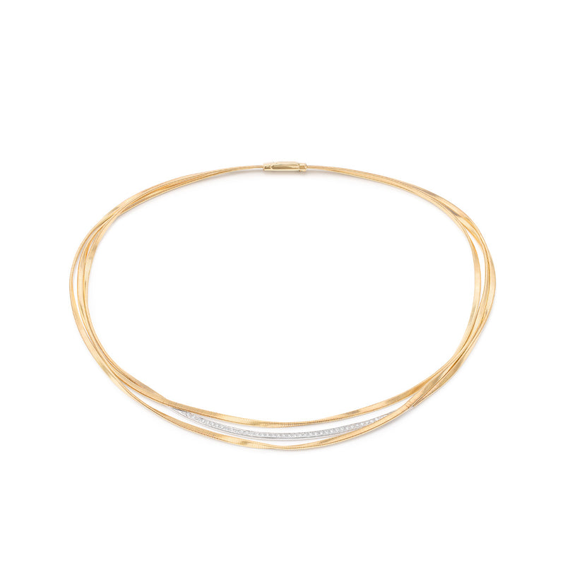 Marco Bicego Marrakech Three-Strand Coil Necklace With Diamond Bar