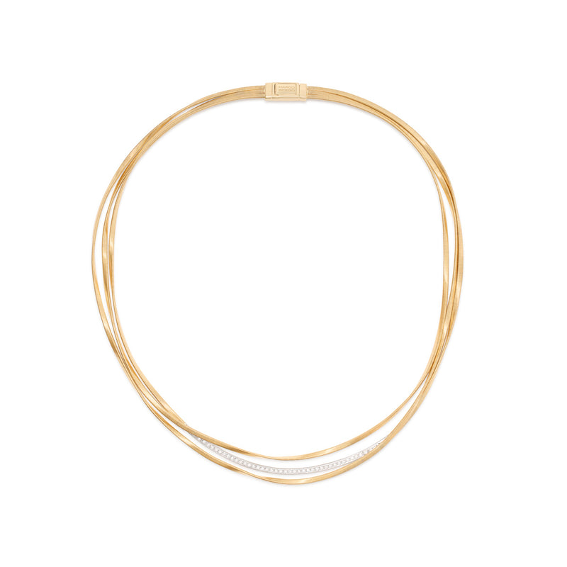 Marco Bicego Marrakech Three-Strand Coil Necklace With Diamond Bar