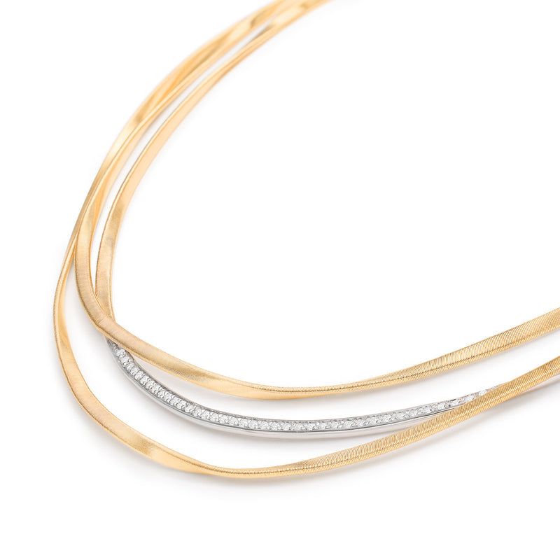 Marco Bicego Marrakech Three-Strand Coil Necklace With Diamond Bar