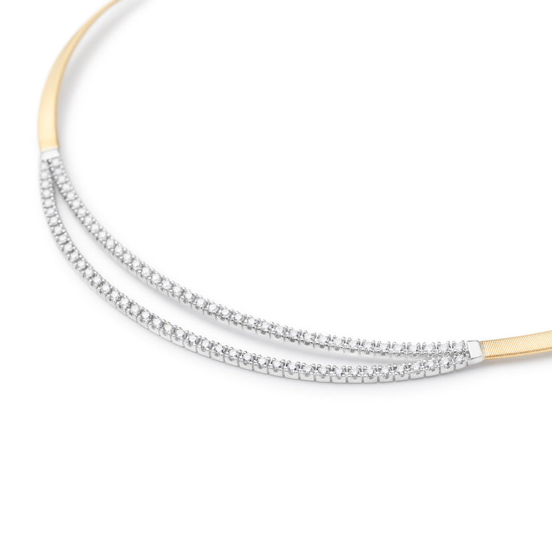 Marco Bicego Masai Coil Collar Necklace With Double Row Diamond Bar