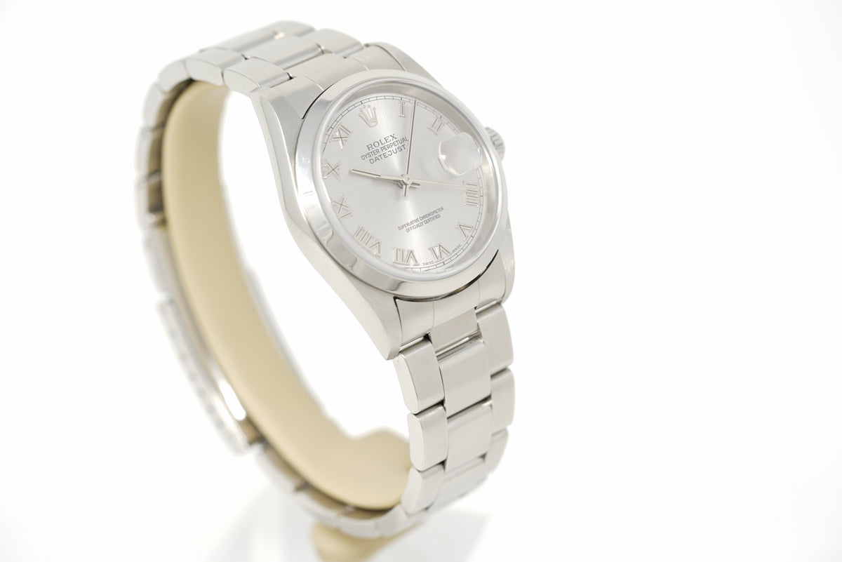 Pre-Owned Rolex Datejust Silver Dial Roman Numerals 16200 Y Serial