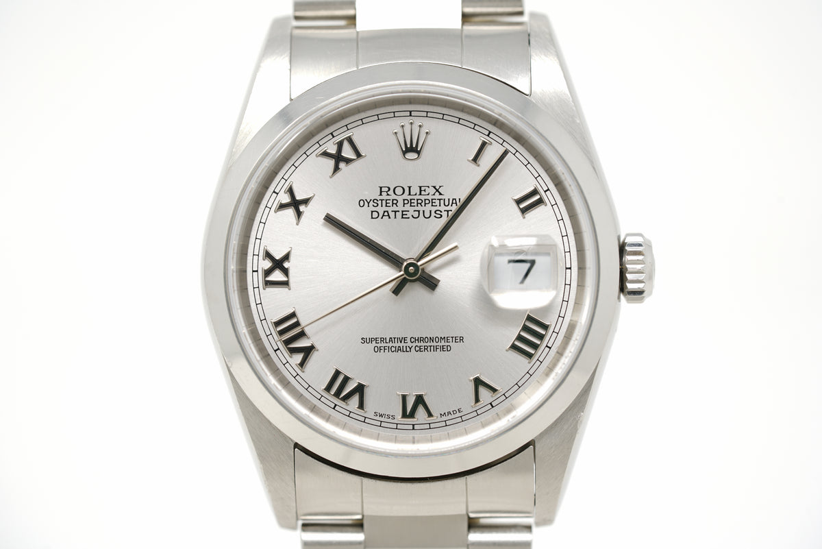 Pre-Owned Rolex Datejust Silver Dial Roman Numerals 16200 Y Serial