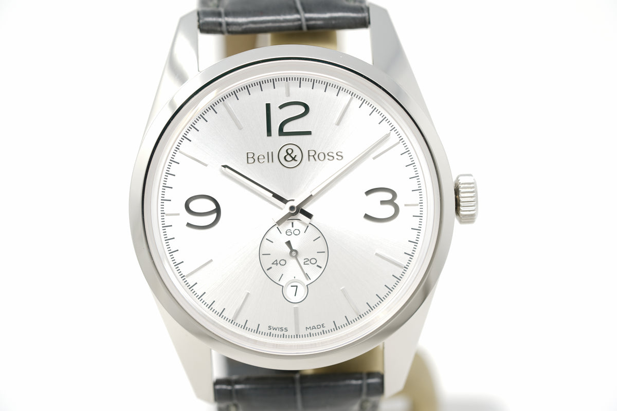 Pre-Owned Bell & Ross BR 123 Officer Silver BRG123-WH-ST/SCR/2