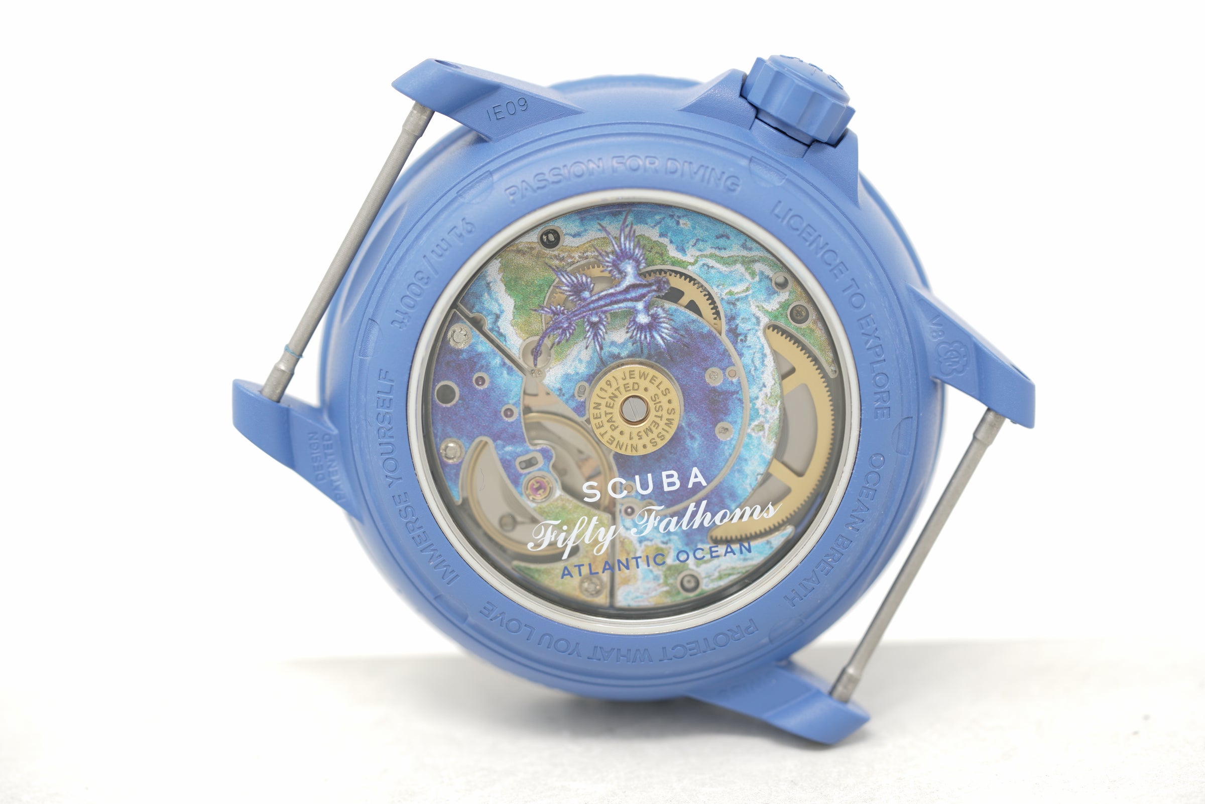 Pre-Owned Swatch x Blancpain Scuba Fifty Fathoms Atlantic Ocean SO35A100