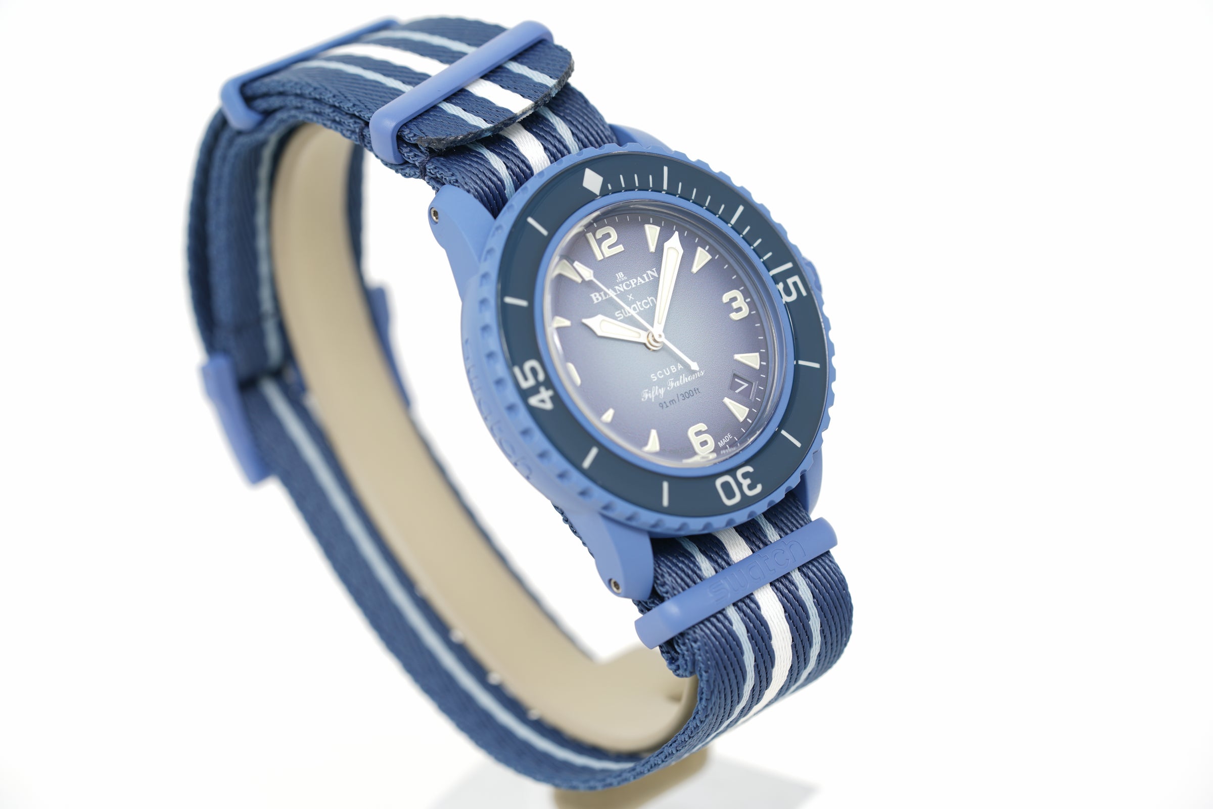 Pre-Owned Swatch x Blancpain Scuba Fifty Fathoms Atlantic Ocean SO35A100