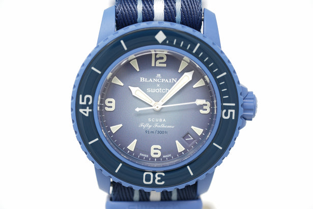 Pre-Owned Swatch x Blancpain Scuba Fifty Fathoms Atlantic Ocean SO35A100