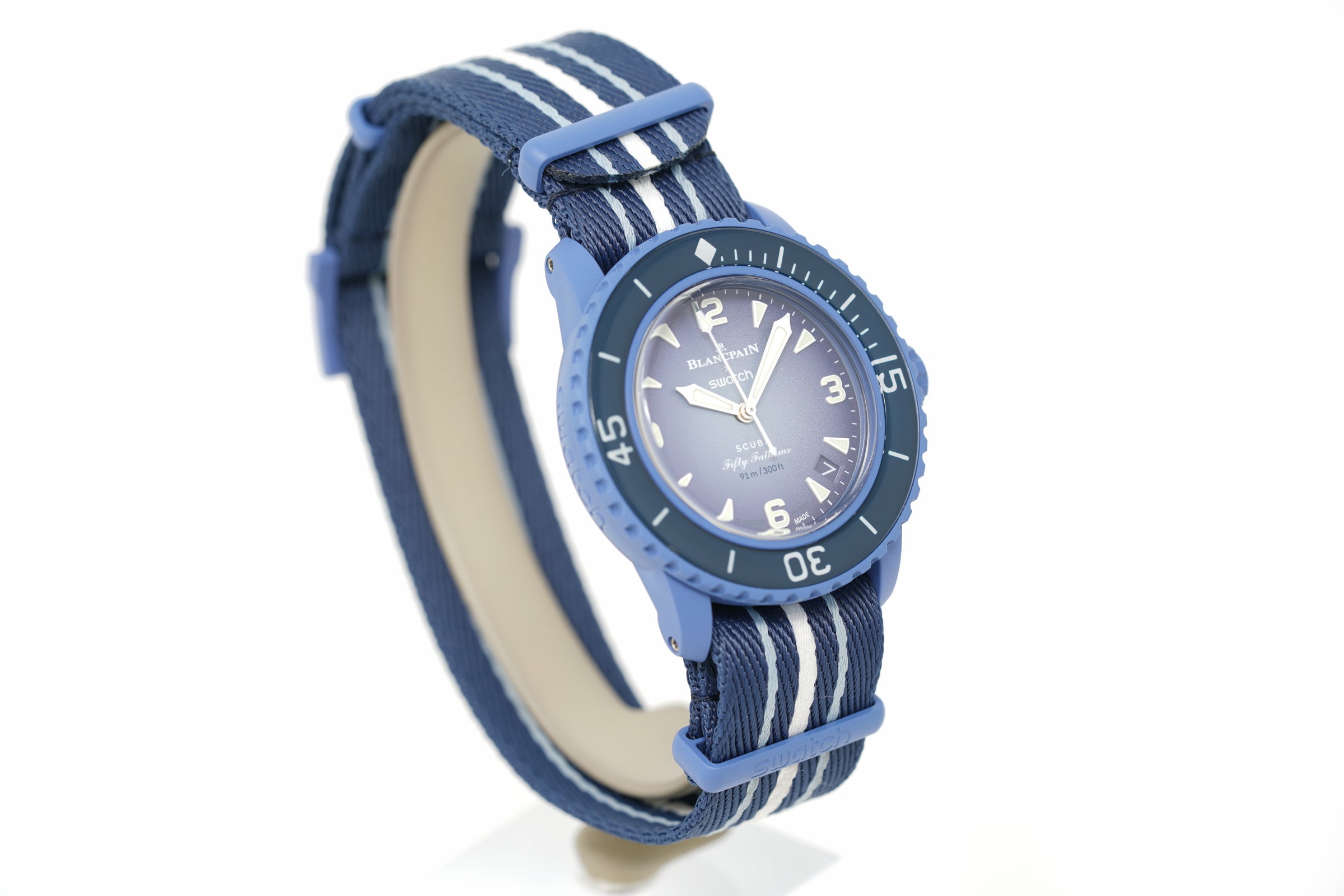Pre-Owned Swatch x Blancpain Scuba Fifty Fathoms Atlantic Ocean SO35A100