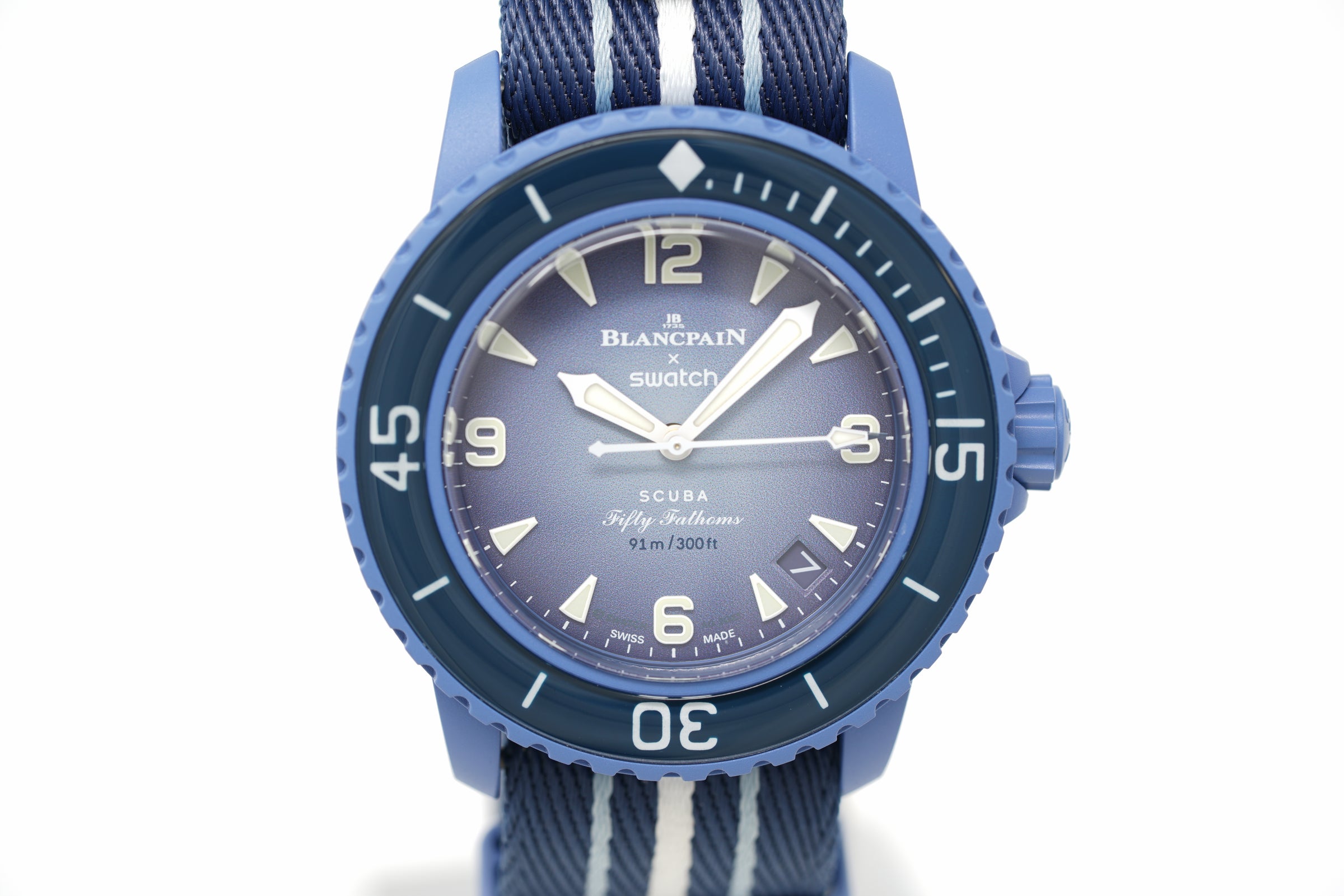 Pre-Owned Swatch x Blancpain Scuba Fifty Fathoms Atlantic Ocean SO35A100