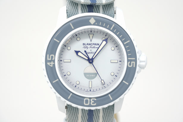 Pre-Owned Swatch x Blancpain Scuba Fifty Fathoms Antarctic Ocean SO35S100