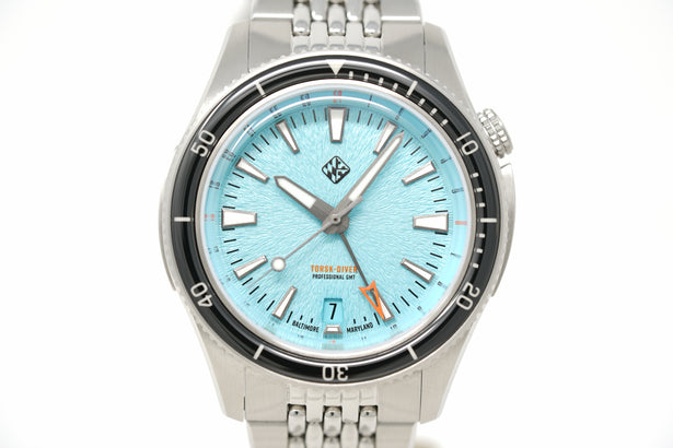 Pre-Owned Tsao Baltimore Steel Torsk-Diver Pro GMT 39 Artic Blue VIP & Showroom Exclusive