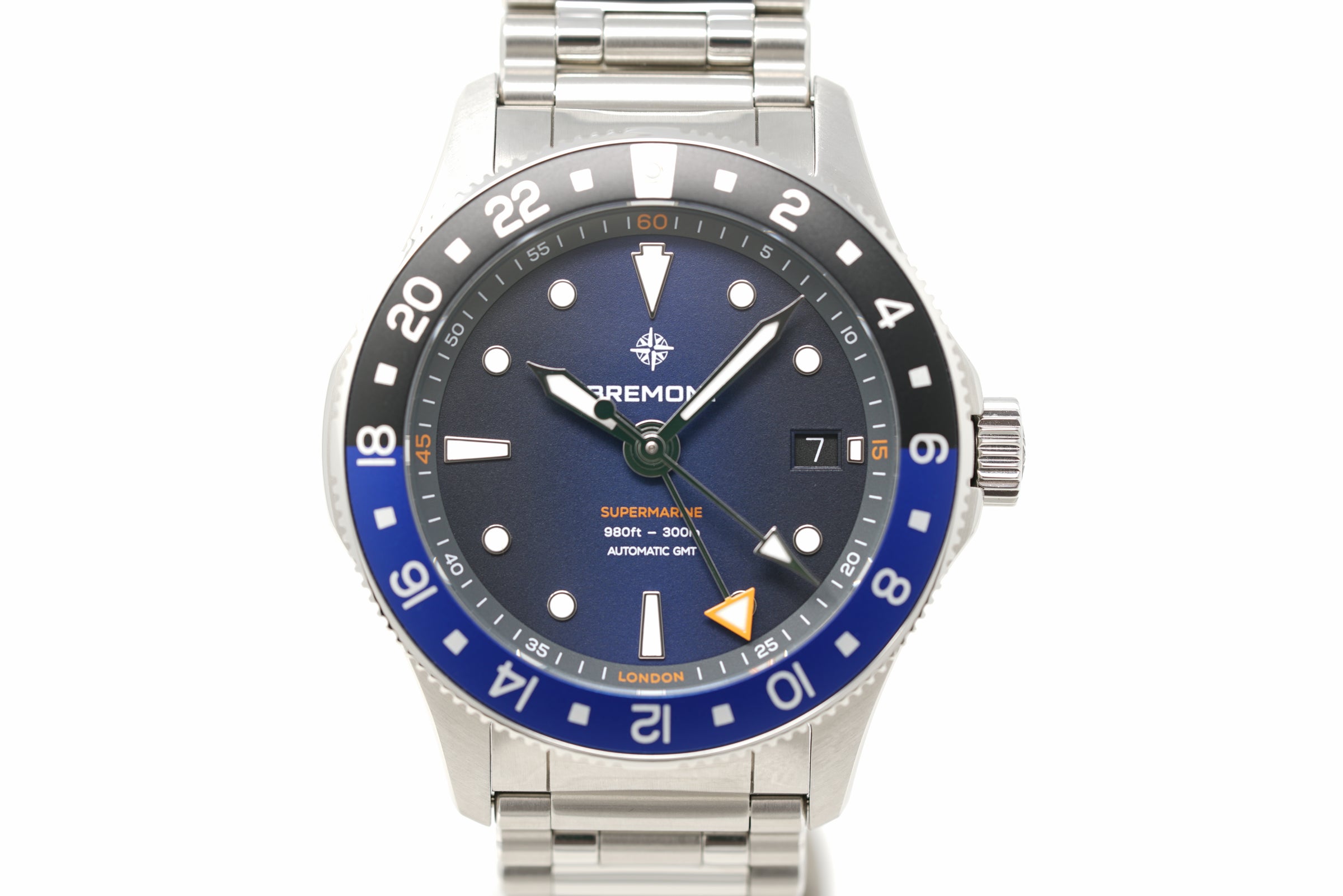 Pre-Owned Bremont Supermarine 300M GMT 'Glacier' Blue SM40-GMT-SS-BLBK-B