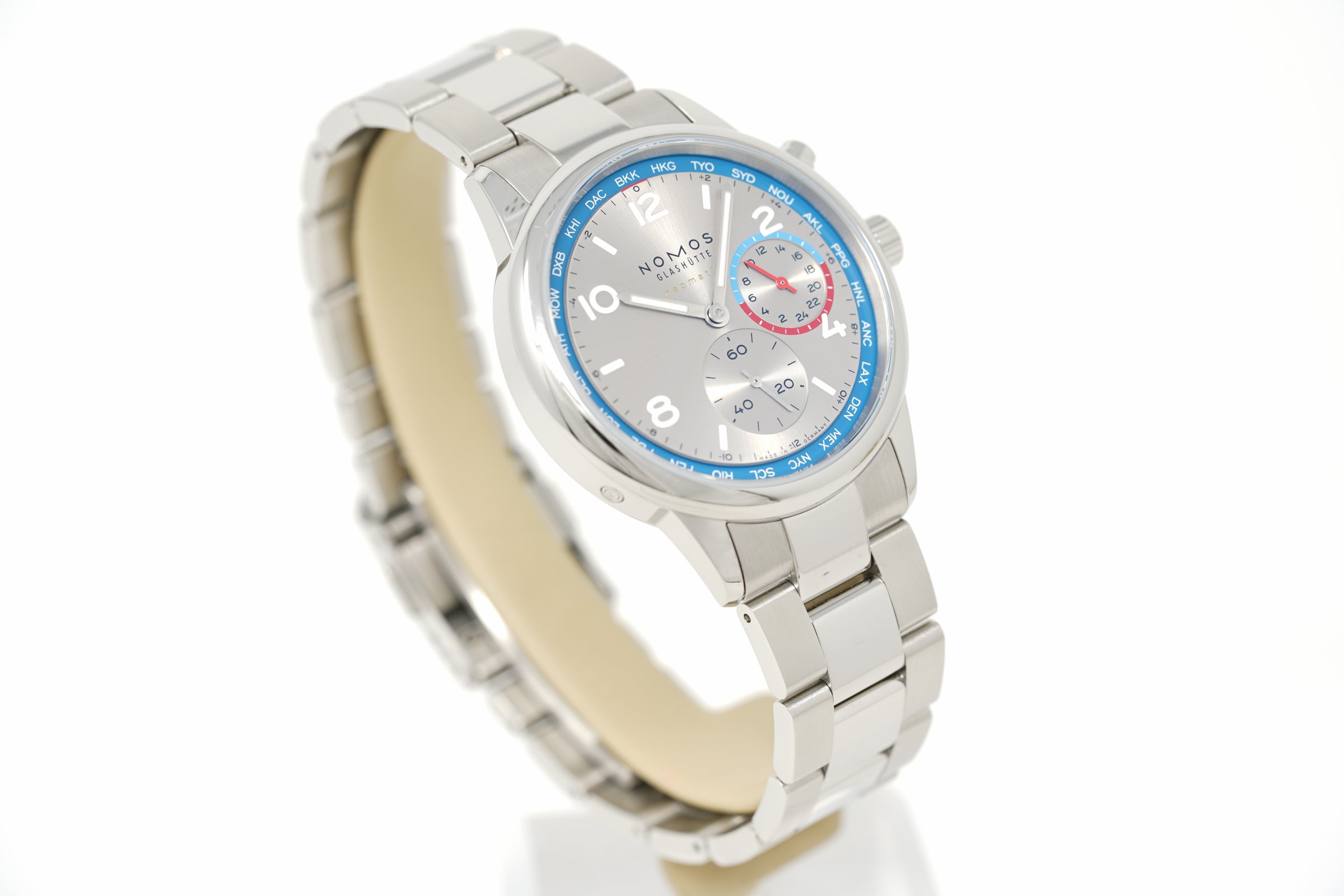 Pre-Owned Nomos Glashütte Club Sport Neomatik Worldtimer Silver 791