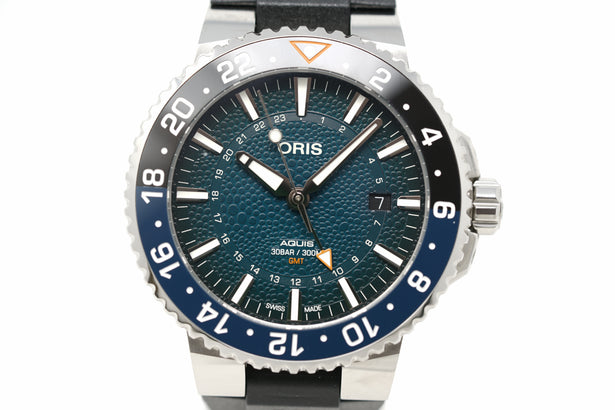 Pre-Owned Oris Aquis Whale Shark Limited GMT 01 798 7754 4175-Set