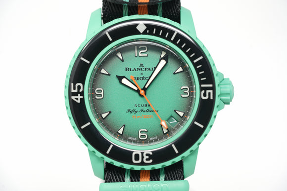 Pre-Owned Swatch x Blancpain Scuba Fifty Fathoms Indian Ocean SO35I100