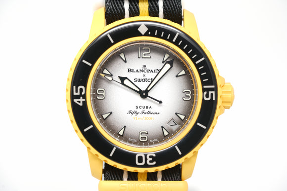 Pre-Owned Swatch x Blancpain Scuba Fifty Fathoms Pacific Ocean SO35P100
