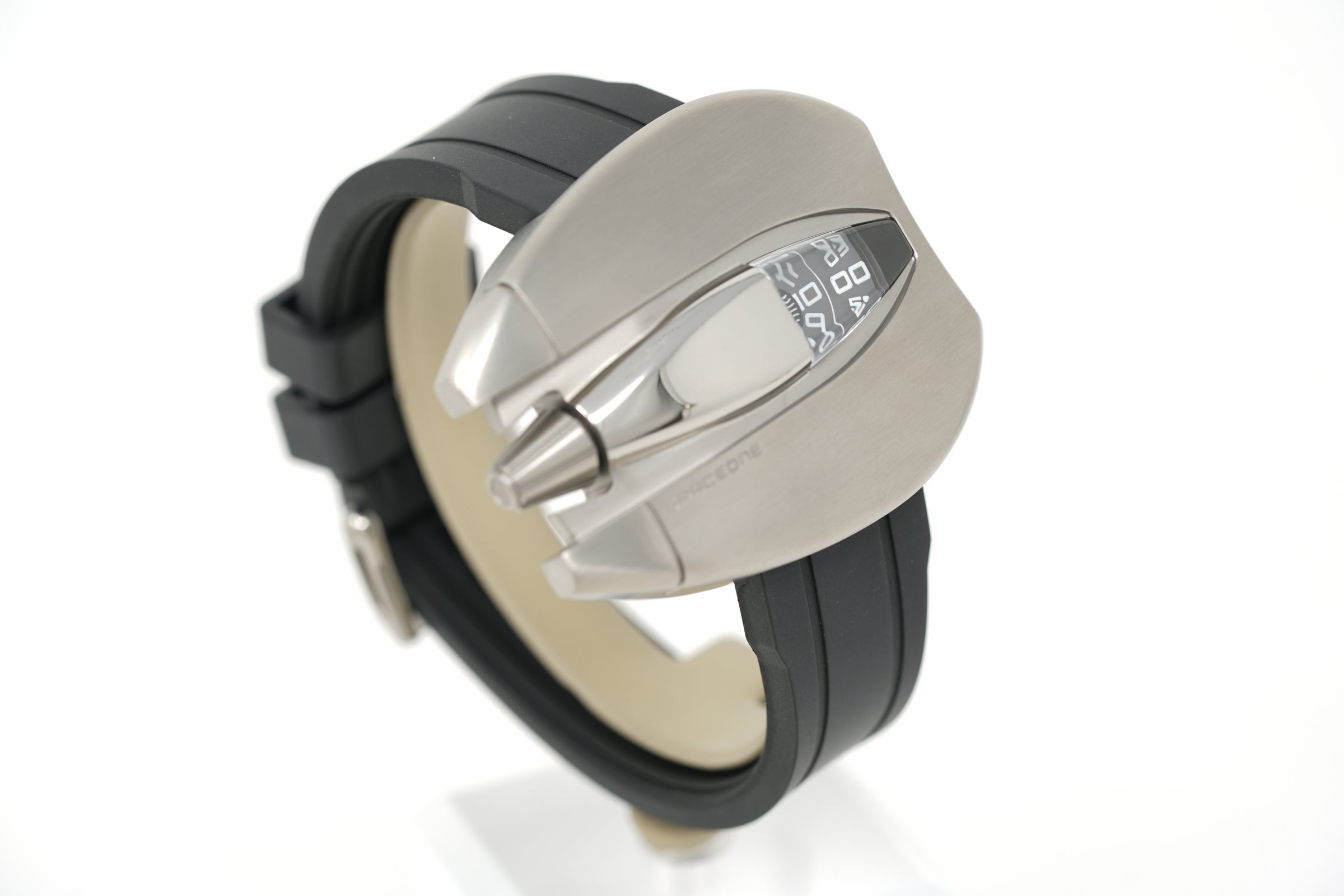 Pre-Owned SpaceOne Brushed Titanium Jumping Hour