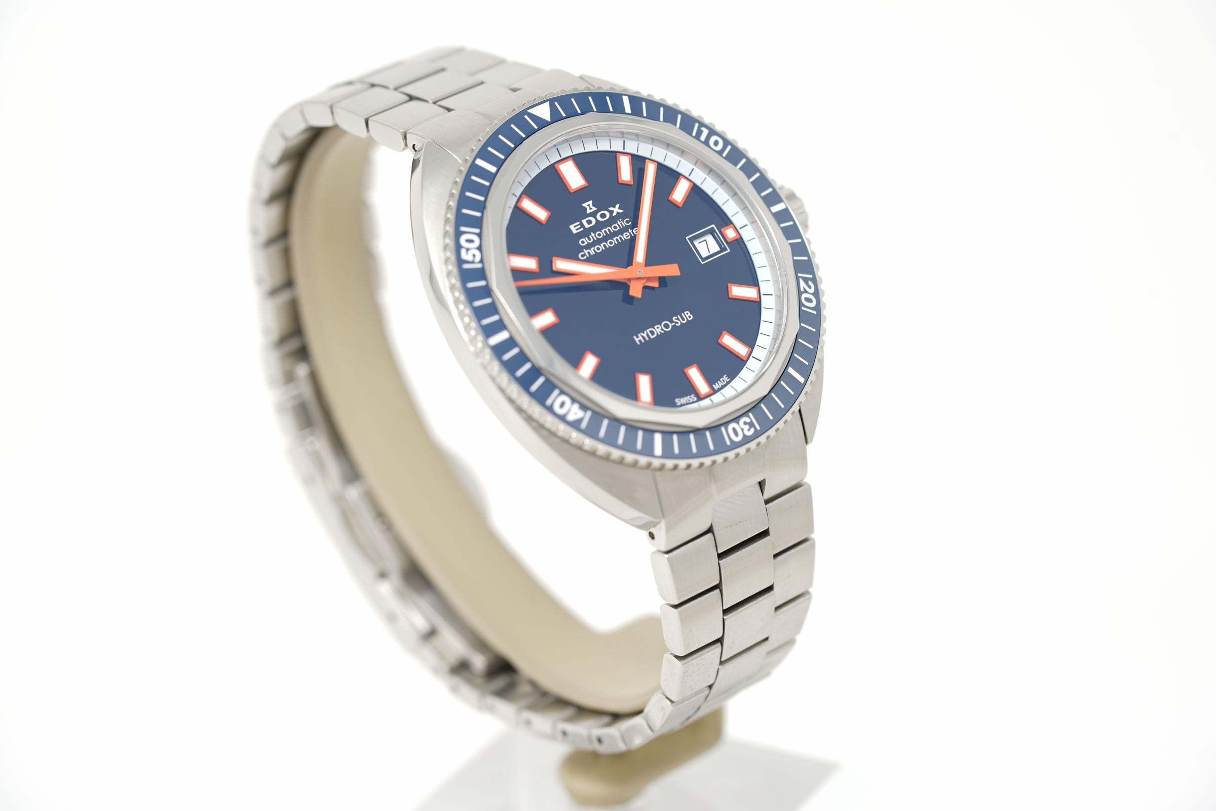 Pre-Owned Edox Hydro-Sub Date Automatic Chronometer 80128 3BUM BUIO