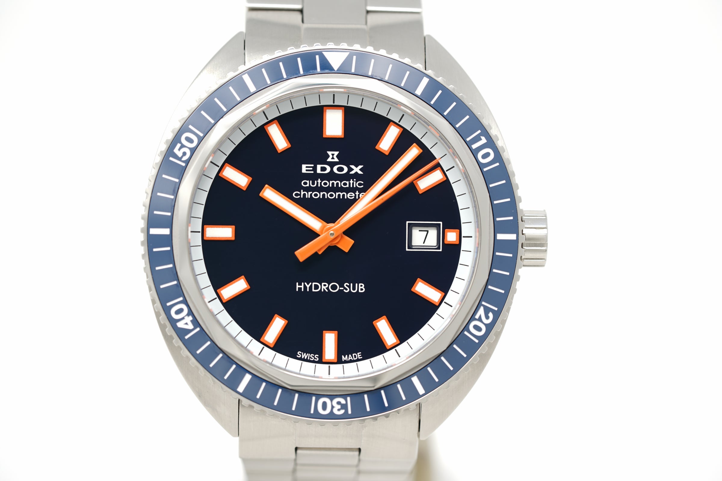 Pre-Owned Edox Hydro-Sub Date Automatic Chronometer 80128 3BUM BUIO
