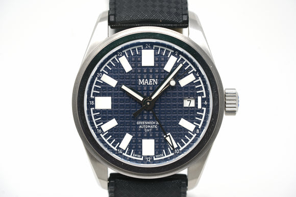 Pre-Owned Maen First Edition Greenwich 38 GMT Blue Ref. MGG.02
