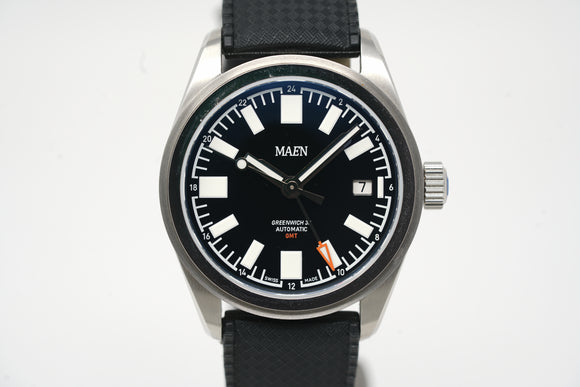 Pre-Owned Maen First Edition Greenwich 38 GMT Black