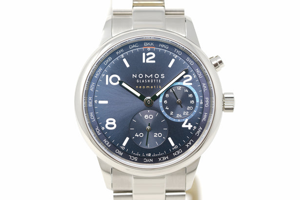 Pre-Owned Nomos Glashütte Club Sport Neomatik Worldtimer Blue 790