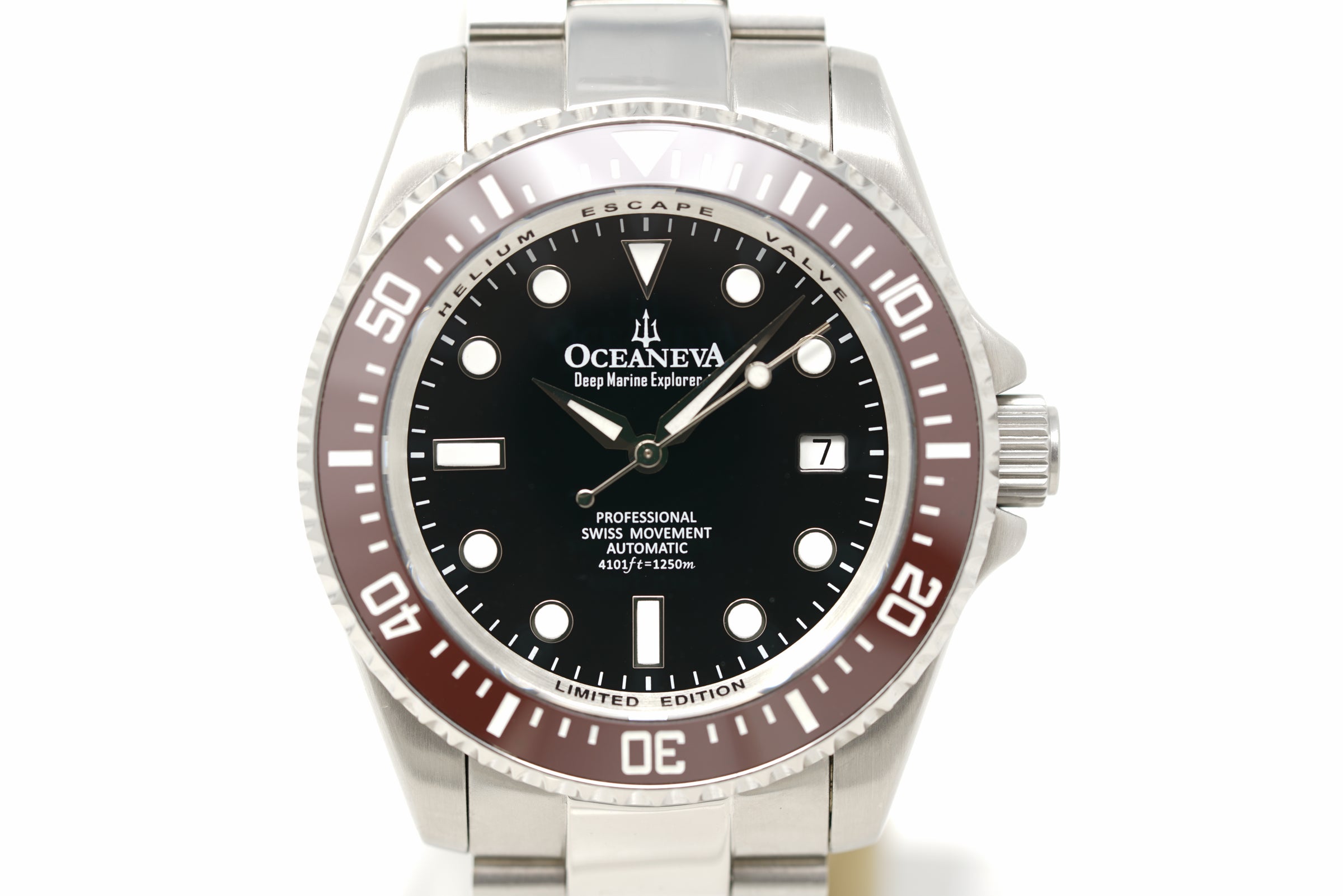 Pre-Owned Oceaneva Deep Marine Explorer II Pro Diver Brown Black BRII200BKST