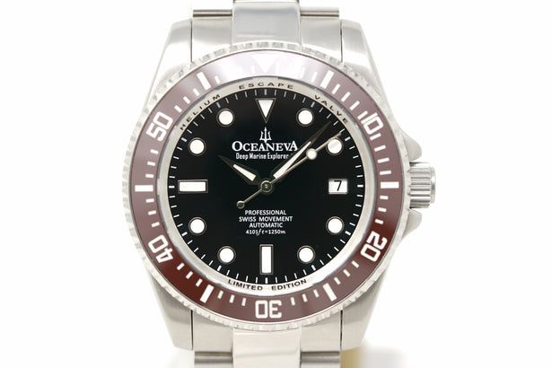 Pre-Owned Oceaneva Deep Marine Explorer II Pro Diver Brown Black BRII200BKST
