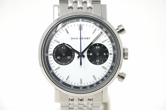 Pre-Owned Dan Henry 1964 Gran Turismo Chronograph White Panda Bicompax