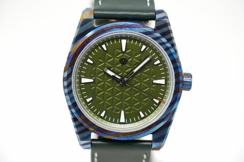 Pre-Owned Wicked Watch Co. Basilea Timascus Green Ba-Ti G