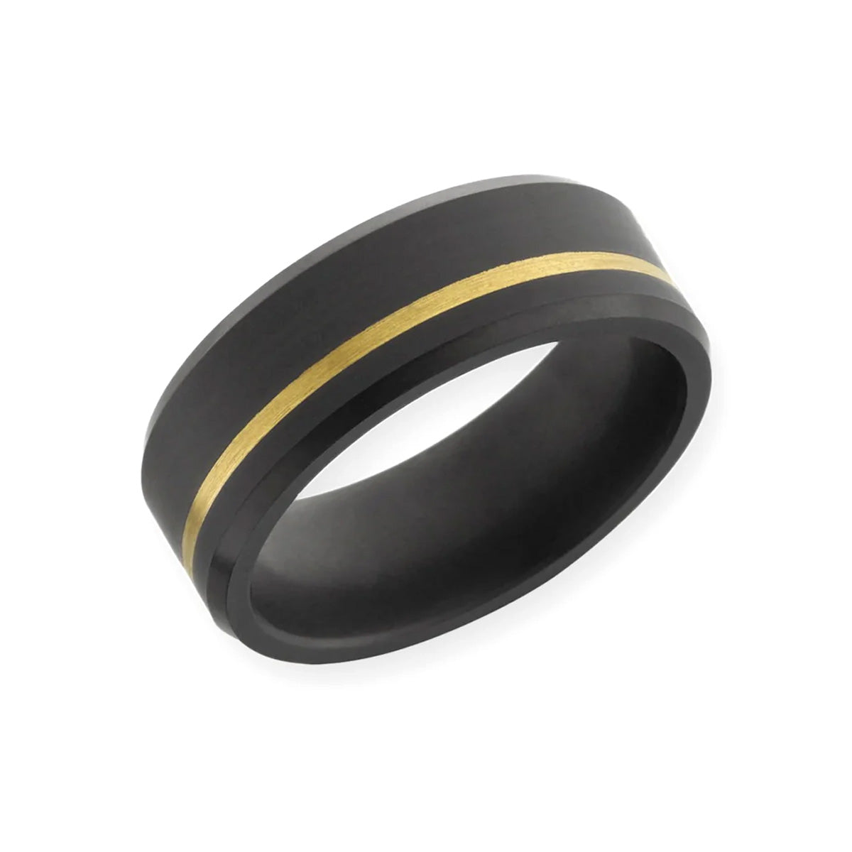 Elysium Black Diamond Ares Ring Offset Inlay Gold