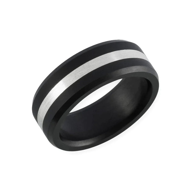 Elysium Black Diamond Ares Ring With Platinum Inlay