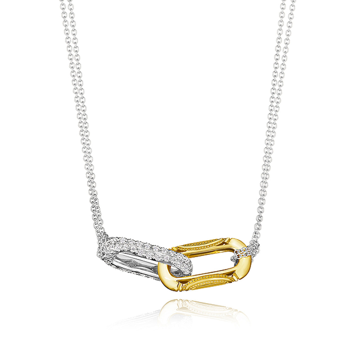 Tacori Crescent Eclipse Two-Tone Double Link Pendant Necklace