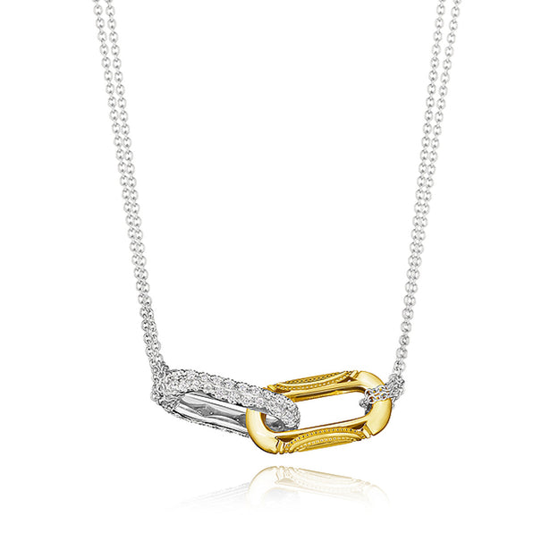 Tacori Crescent Eclipse Two-Tone Double Link Pendant Necklace