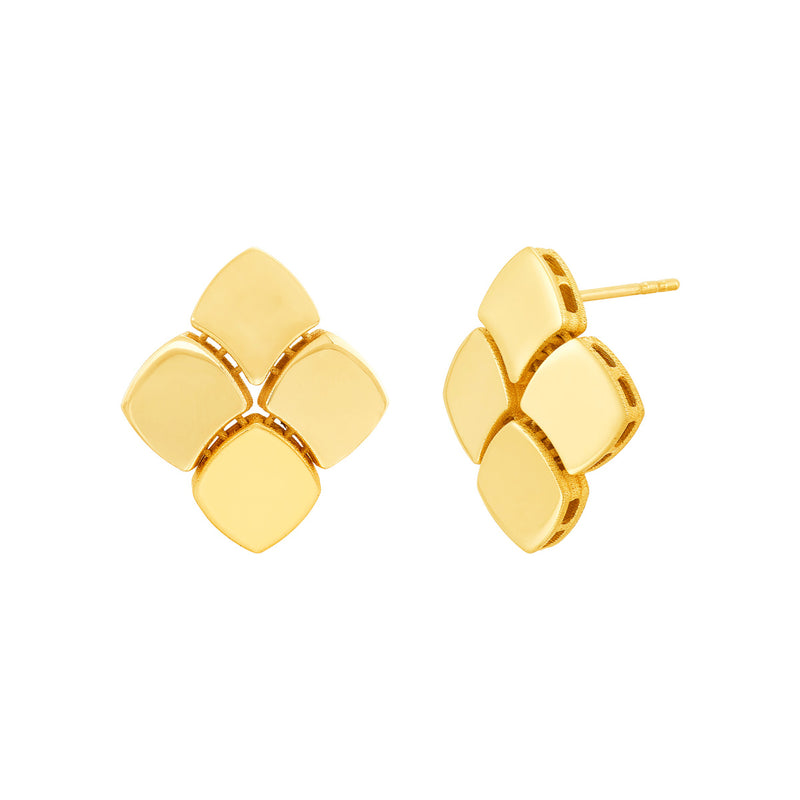 Topper Italia Gold Square Stud Earrings