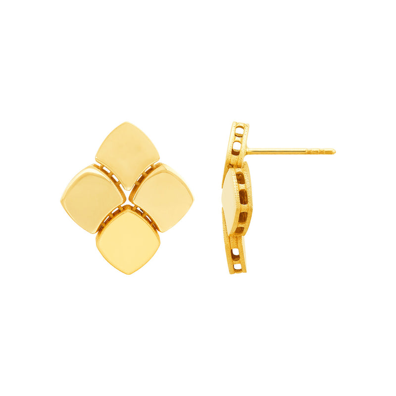 Topper Italia Gold Square Stud Earrings