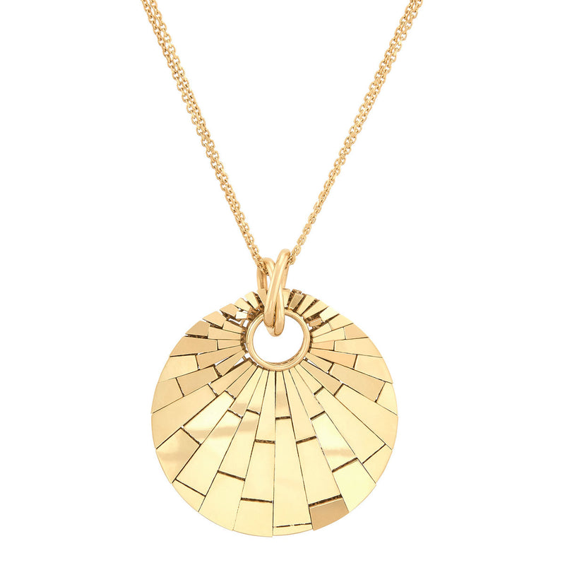 Topper Italia Gold Round Shell Disco-Shaped Pendant Necklace