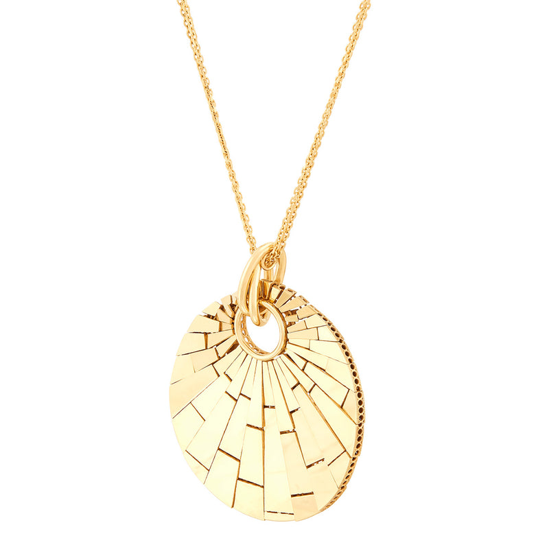 Topper Italia Gold Round Shell Disco-Shaped Pendant Necklace