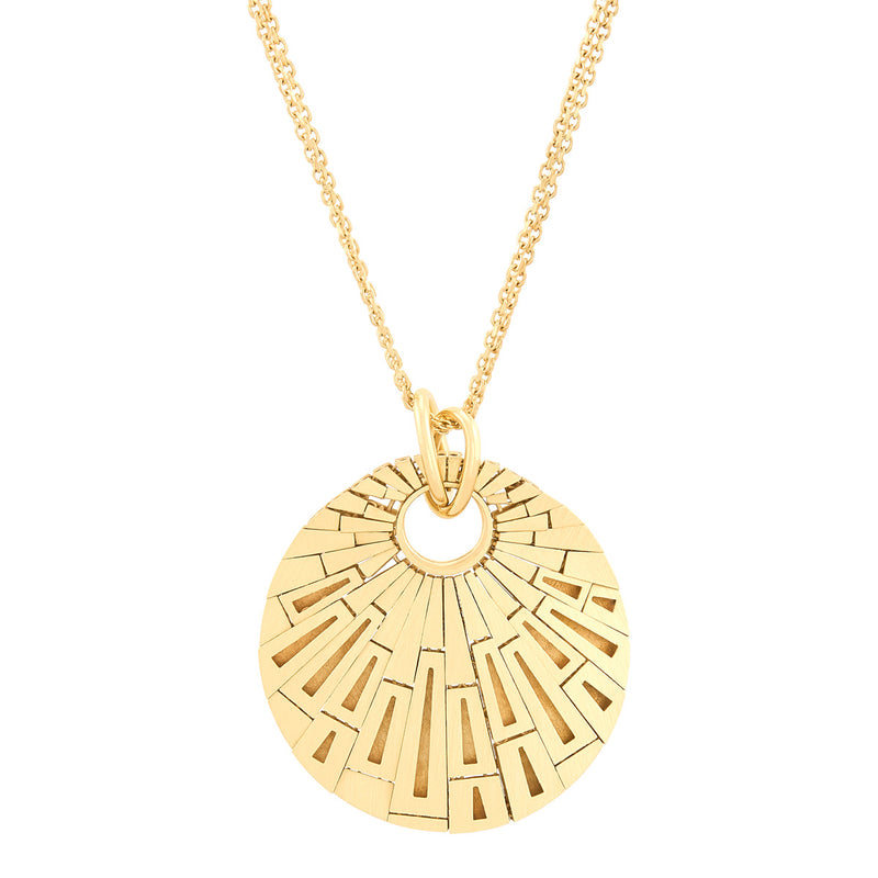 Topper Italia Gold Round Shell Disco-Shaped Pendant Necklace