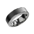 Elysium Black Diamond Helios Platinum Band With Black Diamond Inlay And Diamond Insets