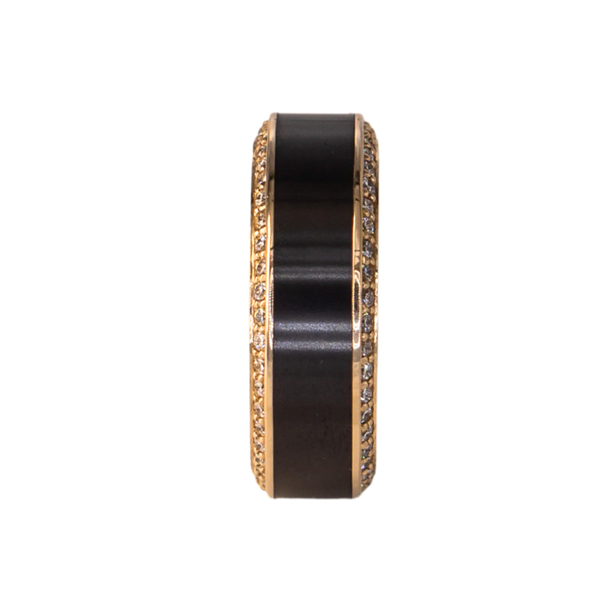Elysium Black Diamond Helios Yellow Gold Band With Black Diamond Inlay And Diamond Insets